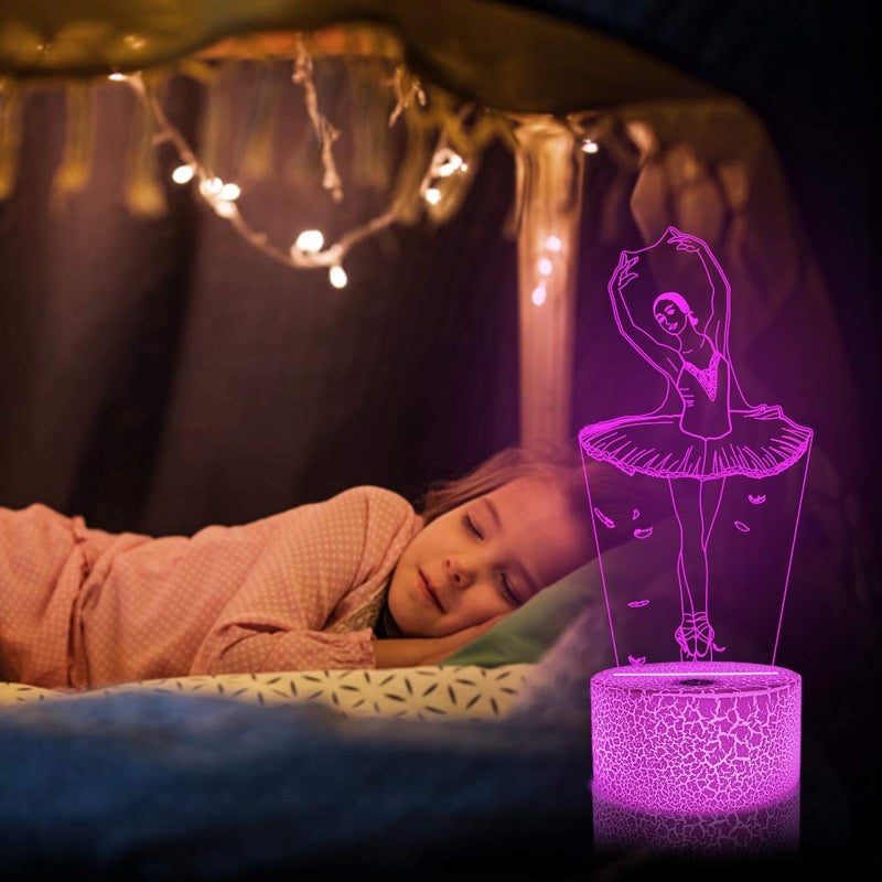 FULLOSUN Ballet Dancing Gifts, 3D Illusion Lamp Night Light with Remote Control 16 Colors Changing Gifts for Mom and Girls, Birthday Gift, Wedding Grandmother Graduation Gifts - Image 2